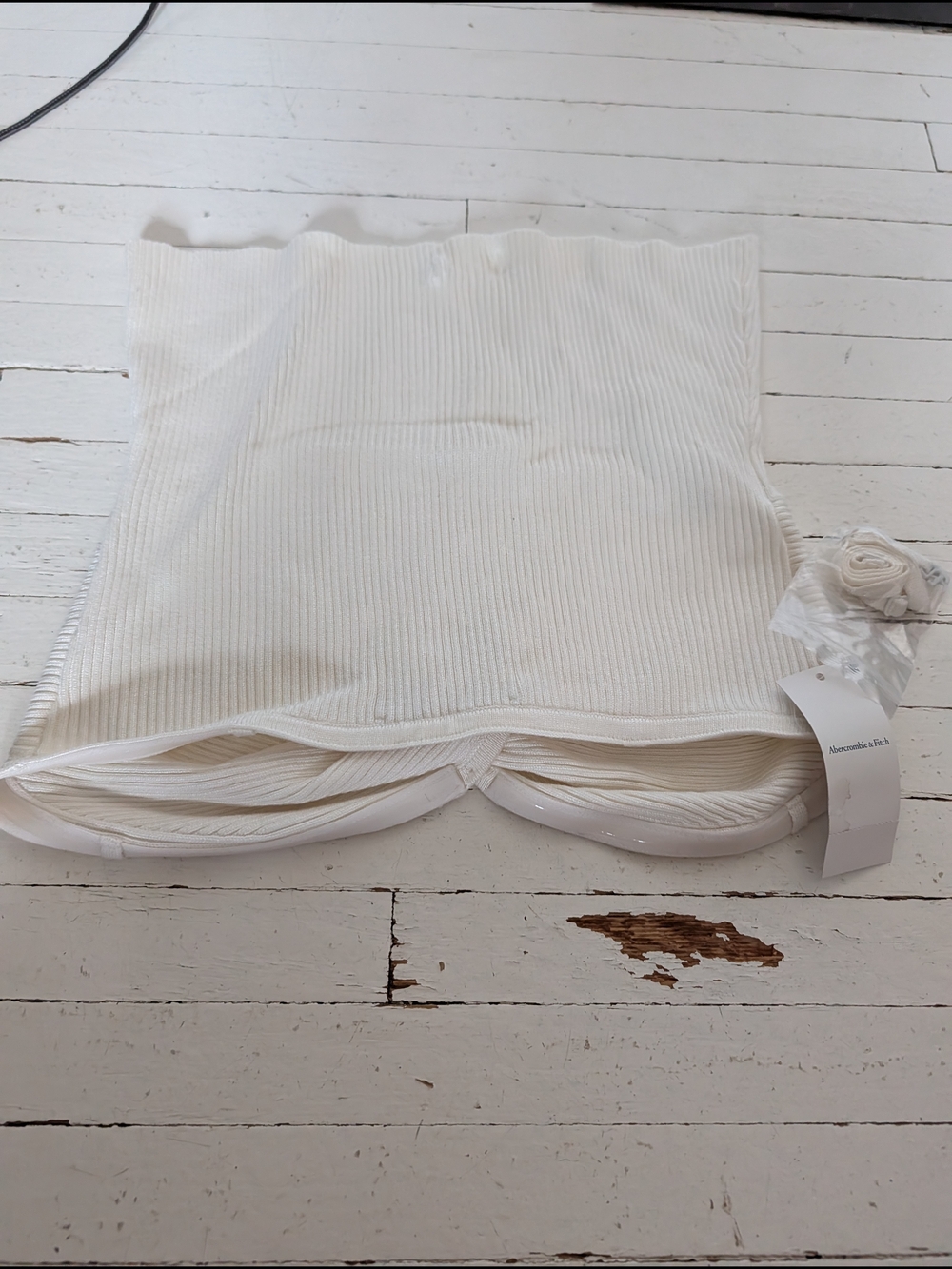 NWT Abercrombie White Ribbed Bandeau Tube Top